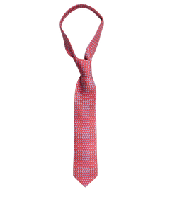 Hermes Birds Print Tie, Silk, Red, 626025, B, 3*